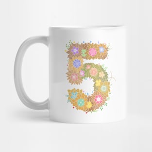 "5" Floral Letter Number Mug